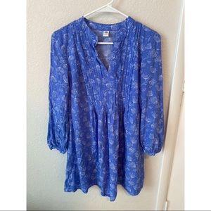 Blue Dandelion Floral Bubbles Sleeve Summer Dress